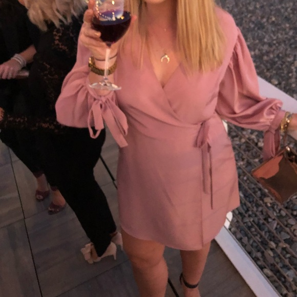 Topshop Blush Long Sleeve Wrap Dress - Picture 6 of 6